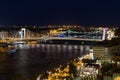 Night view of SzÃÂ©chenyi Chain Bridge across the River Danube connecting Buda and Pest, Budapest, Hungary Royalty Free Stock Photo