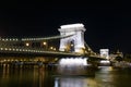 Night view of SzÃÂ©chenyi Chain Bridge across the River Danube connecting Buda and Pest, Budapest, Hungary Royalty Free Stock Photo