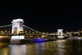 Night view of SzÃÂ©chenyi Chain Bridge across the River Danube connecting Buda and Pest, Budapest, Hungary Royalty Free Stock Photo