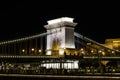 Night view of SzÃÂ©chenyi Chain Bridge across the River Danube connecting Buda and Pest, Budapest, Hungary Royalty Free Stock Photo