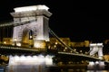 Night view of SzÃÂ©chenyi Chain Bridge across the River Danube connecting Buda and Pest, Budapest, Hungary Royalty Free Stock Photo