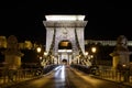 Night view of SzÃÂ©chenyi Chain Bridge across the River Danube connecting Buda and Pest, Budapest, Hungary Royalty Free Stock Photo