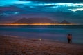 Night view of Table Mountain and Cape Town, South Africa Royalty Free Stock Photo