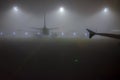 Night view of taxi way at Munich Airport, Germany