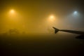 Night view of taxi way at Munich Airport, Germany Royalty Free Stock Photo