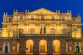 Night view of Teatro alla Scala in Milano, Italy