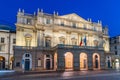 Night view of Teatro alla Scala in Milano, Italy