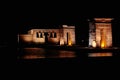 Night view of the Temple of Debod, an Egyptian monument relocated in the center of Madrid in the Parque del Oeste Royalty Free Stock Photo