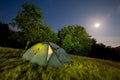 Night view with the tent