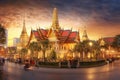 Night view of the Thai Temple Wat Phra Kaew with Ai Generated