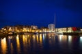Night view to Harbor in Gdansk, Poland Royalty Free Stock Photo