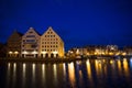 Night view to Harbor in Gdansk, Poland Royalty Free Stock Photo