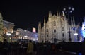 Night view to the New Year concert at the Duomo square with a lot of people present.