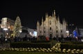 Night view to the New Year concert at the Duomo square with a lot of people present.