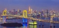 Night view of Tokyo Bay , Rainbow bridge and Tokyo Tower landmark Royalty Free Stock Photo