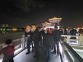 The night view of tourists are visiting the 13th Huizhou West Lake Lantern Festival in Huicheng District, Huizhou City, China