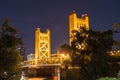 Night view of the Tower Bridge, Sacramento Royalty Free Stock Photo