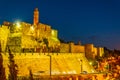 Night view of tower of david in Jerusalem, Israel