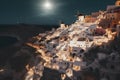 A night view of a town on a cliff. AI generative image