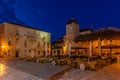 Night view of town hall and city loggia at Croatian town Trogir Royalty Free Stock Photo