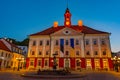 Night view of town hall in Estonian town Tartu Royalty Free Stock Photo