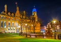 Night view of town hall in Leicester, England Royalty Free Stock Photo