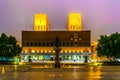 Night view of the town hall in Oslo, Norway...IMAGE Royalty Free Stock Photo