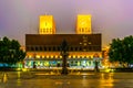 Night view of the town hall in Oslo, Norway...IMAGE Royalty Free Stock Photo