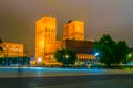 Night view of the town hall in Oslo, Norway...IMAGE Royalty Free Stock Photo