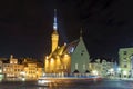 Night view of Town Hall Square in Tallinn, Estonia Royalty Free Stock Photo