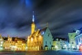 Night view of the Town Hall Square in Tallinn, Estonia Royalty Free Stock Photo