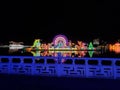 The night view of traditional Chinese lanterns in 13th Huizhou West Lake Lantern Festival in Huicheng Dist., Huizhou City, China Royalty Free Stock Photo