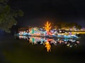 The night view of traditional Chinese lanterns in 13th Huizhou West Lake Lantern Festival in Huicheng Dist., Huizhou City, China