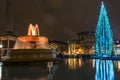 Night view of Trafalgar Square with christmas tree Royalty Free Stock Photo