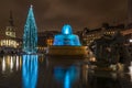 Night view of Trafalgar Square with christmas tree Royalty Free Stock Photo