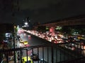 Night view traffic in Thailand cars tuktuk