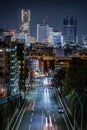 Night view and traffic of Yokohama Minato Mirai of buildings Royalty Free Stock Photo