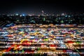 Night view of the Train Night Market Ratchada, also known as Talad Nud Rod Fai, is a new flea market place at Bangkok, Thailand.