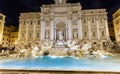 Night view of the trevi fountain in rome