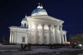 Night view of the Troitsky Cathedral in St. Petersburg