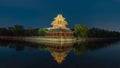 Night view of the Turret of Forbidden city in Beijing, China. The Forbidden City was the imperial capitol of ancient Chinese dynas Royalty Free Stock Photo