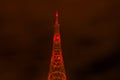 Night view of TV tower in crimson colors Royalty Free Stock Photo