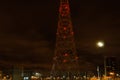 Night view of TV tower in crimson colors Royalty Free Stock Photo