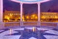 Night view of the typical kiosk illuminated, Pamplona