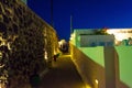 Night view of narrow walkway in Fira Santorini Cyclades Greece Royalty Free Stock Photo
