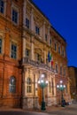 Night view of Universita per Stranieri in Italian town Perugia