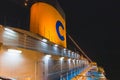 Night view of the upper deck of cruise ship Royalty Free Stock Photo