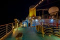 Night view of the upper deck of cruise ship Royalty Free Stock Photo