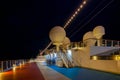 Night view of the upper deck of cruise ship Royalty Free Stock Photo