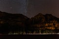 Night view of the upper Yosemite Falls of Yosemite National Park Royalty Free Stock Photo